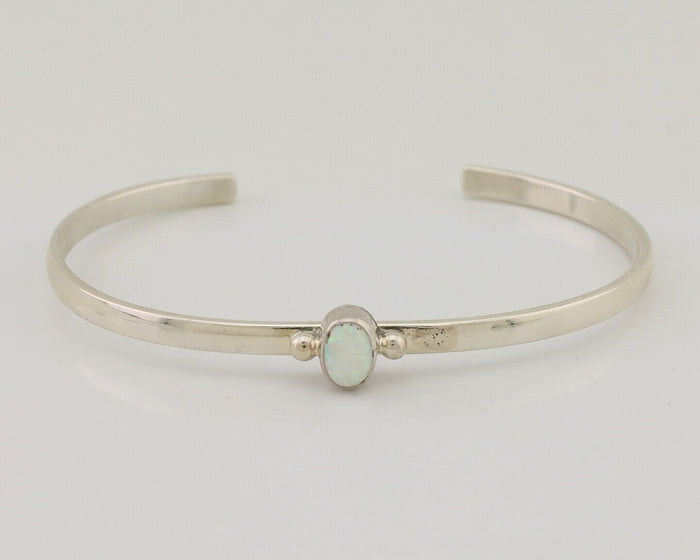 Navajo Cuff Bracelet 925 Silver Opal Native American Artist C.90's