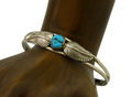 Navajo Cuff Bracelet 925 Silver Turquoise Artist Signed Livingston C.80's