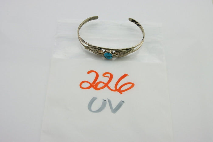 Navajo Cuff Bracelet 925 Silver Turquoise Artist Signed Livingston C.80's