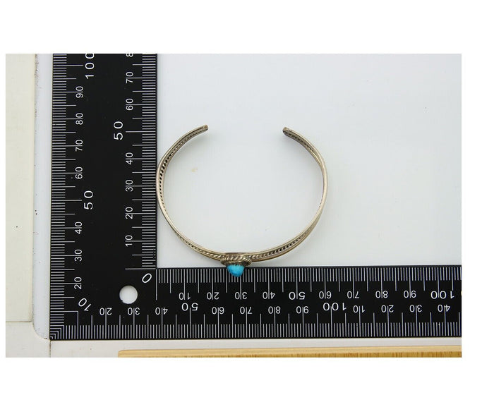 Navajo Cuff Bracelet 925 Silver Turquoise Cuff Artist Signed EG C.80's
