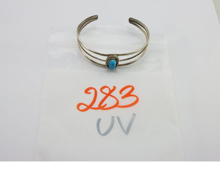 Navajo Cuff Bracelet 925 Silver Turquoise Cuff Artist Signed EG C.80's