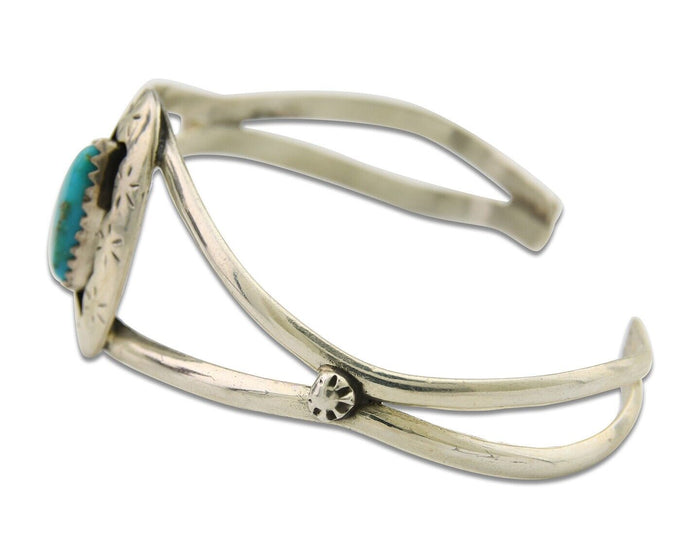 Navajo Cuff Bracelet 925 Silver Turquoise Cuff Artist Signed IJC C.80's