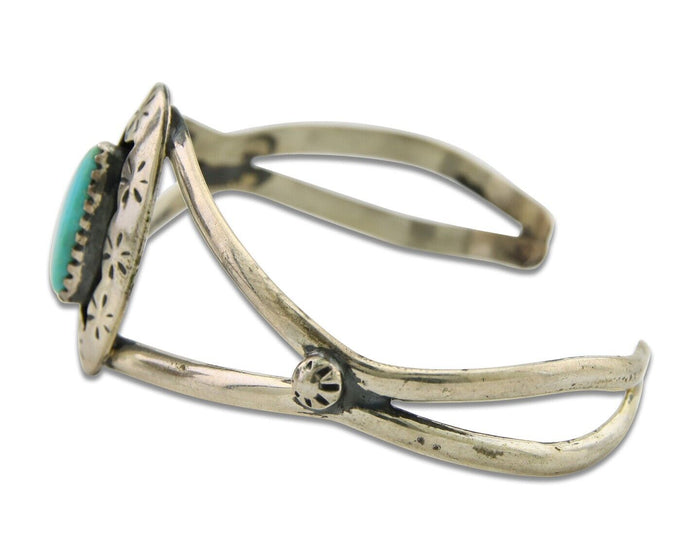 Navajo Cuff Bracelet 925 Silver Turquoise Cuff Artist Signed IJC C.80's