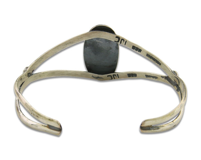 Navajo Cuff Bracelet 925 Silver Turquoise Cuff Artist Signed IJC C.80's