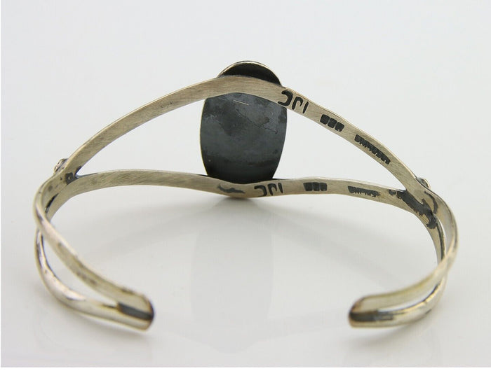 Navajo Cuff Bracelet 925 Silver Turquoise Cuff Artist Signed IJC C.80's