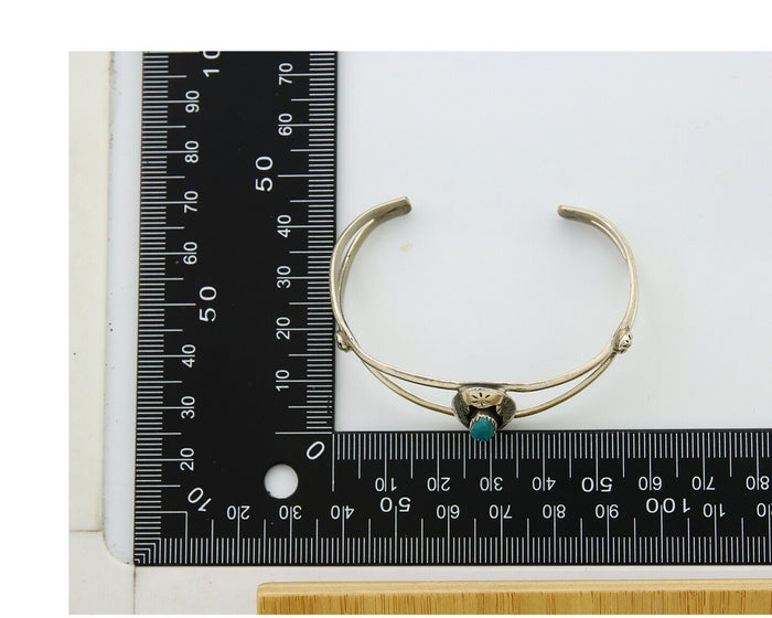 Navajo Cuff Bracelet 925 Silver Turquoise Cuff Artist Signed IJC C.80's