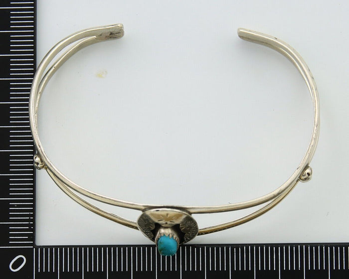 Navajo Cuff Bracelet 925 Silver Turquoise Cuff Artist Signed IJC C.80's
