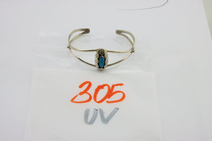 Navajo Cuff Bracelet 925 Silver Turquoise Cuff Artist Signed IJC C.80's