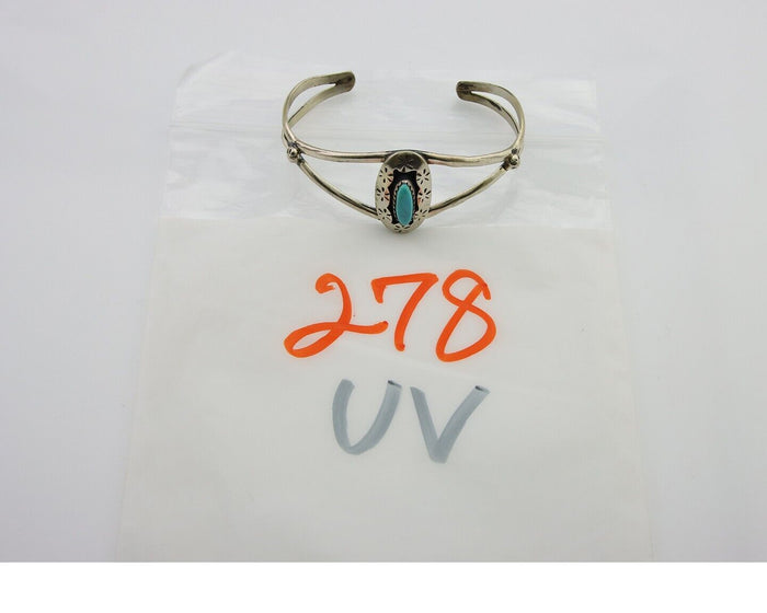 Navajo Cuff Bracelet 925 Silver Turquoise Cuff Artist Signed IJC C.80's