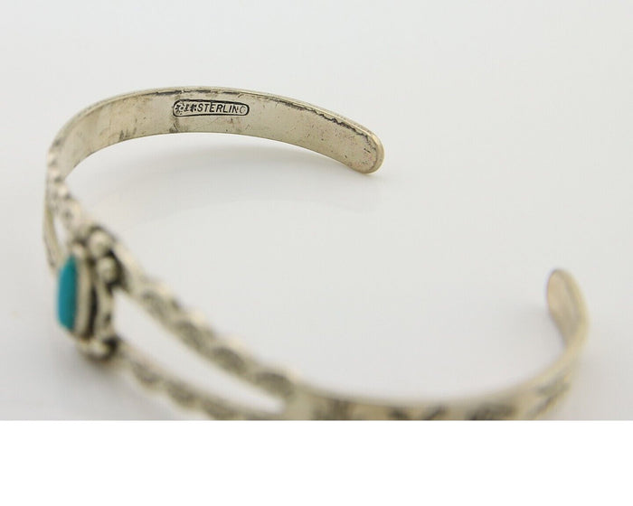 Navajo Cuff Bracelet 925 Silver Turquoise Cuff Native American Artist C.80's