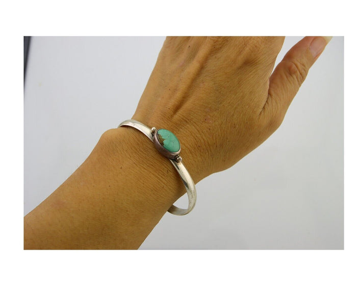 Navajo Cuff Bracelet 925 Silver Turquoise Cuff Native American Artist C.80's