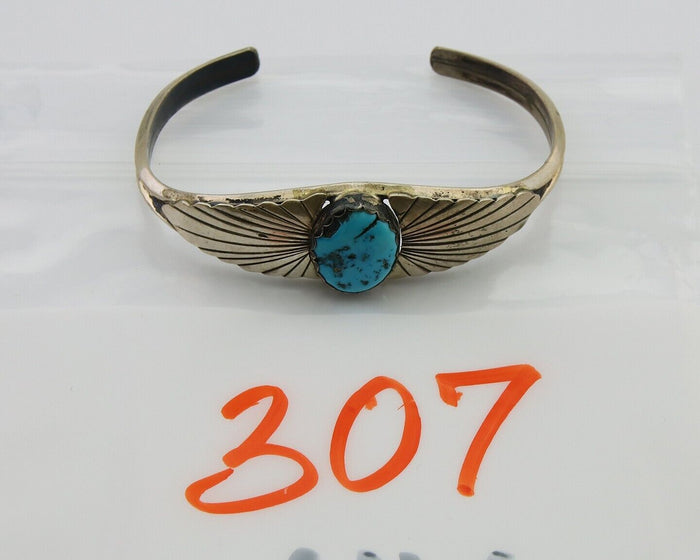 Navajo Cuff Bracelet 925 Silver Turquoise Cuff Native American Artist C.80's