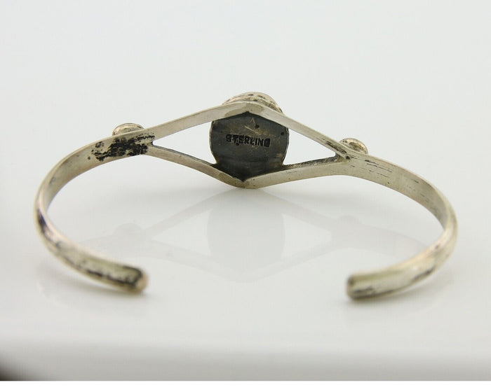 Navajo Cuff Bracelet 925 Silver Turquoise Native American Artist Handmade C.80's