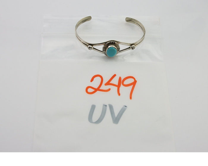 Navajo Cuff Bracelet 925 Silver Turquoise Native American Artist Handmade C.80's