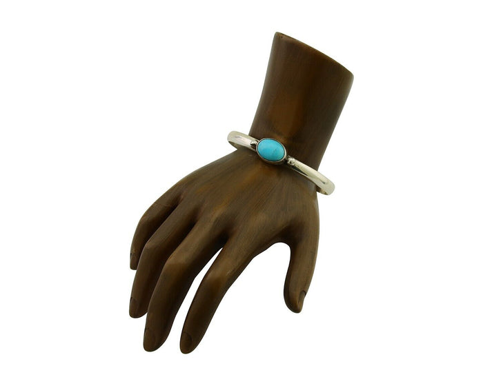 Navajo Cuff Bracelet Blue Turquoise 925 Silver Native American Artist C.80's