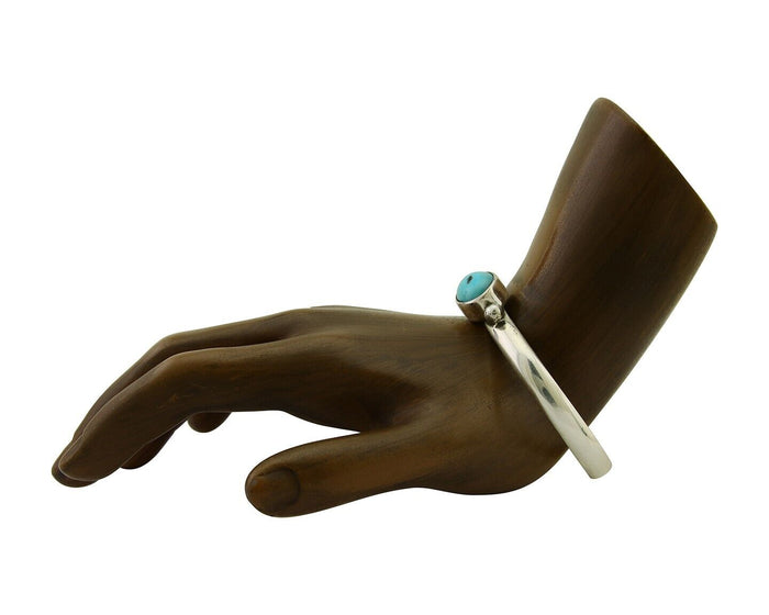 Navajo Cuff Bracelet Blue Turquoise 925 Silver Native American Artist C.80's