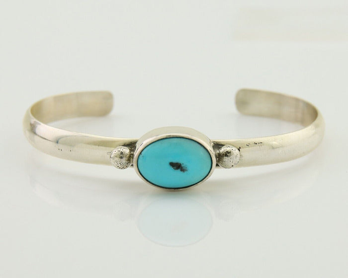 Navajo Cuff Bracelet Blue Turquoise 925 Silver Native American Artist C.80's