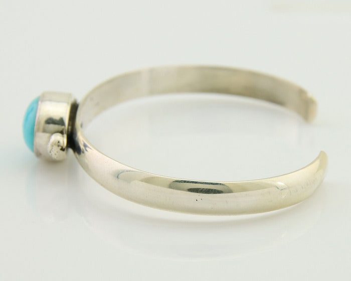 Navajo Cuff Bracelet Blue Turquoise 925 Silver Native American Artist C.80's