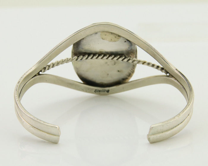Navajo Cuff Bracelet Natural Malachite 925 Silver Native American Artist C.80s