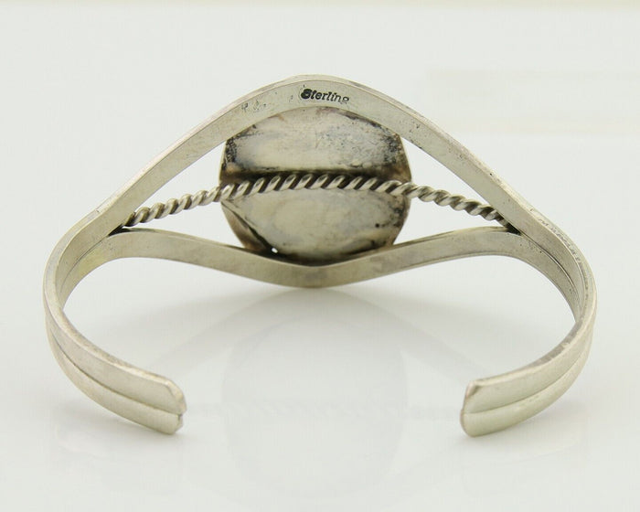 Navajo Cuff Bracelet Natural Malachite 925 Silver Native American Artist C.80s