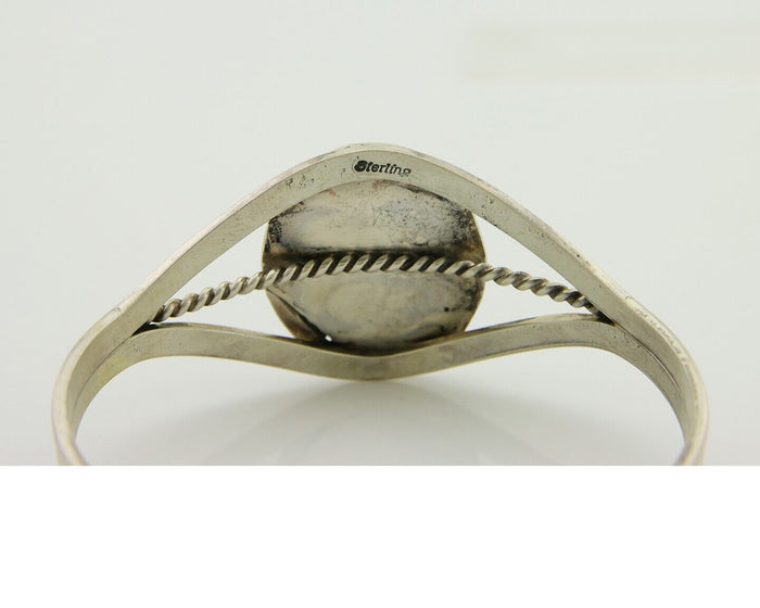 Navajo Cuff Bracelet Natural Malachite 925 Silver Native American Artist C.80s