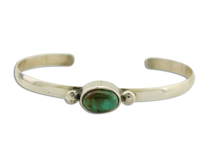 Navajo Cuff Bracelet Spiderweb Turquoise 925 Silver Native American Artist C.80s