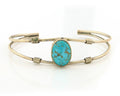 Navajo Cuff Bracelet Sterling Silver Blue Gem Turquoise Native American Artist