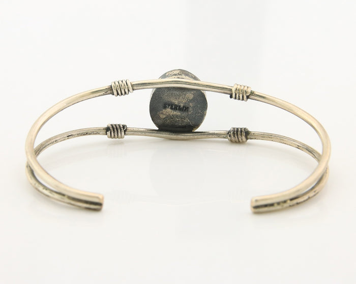 Navajo Cuff Bracelet Sterling Silver Blue Gem Turquoise Native American Artist