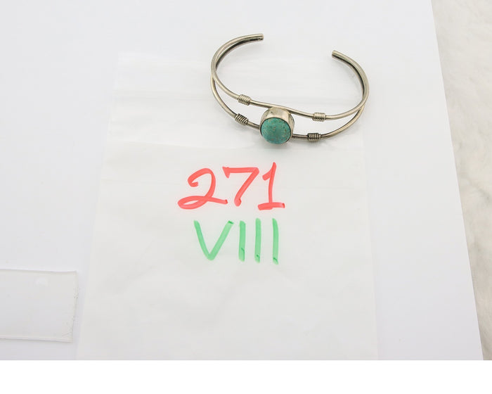 Navajo Cuff Bracelet Sterling Silver Blue Gem Turquoise Native American Artist
