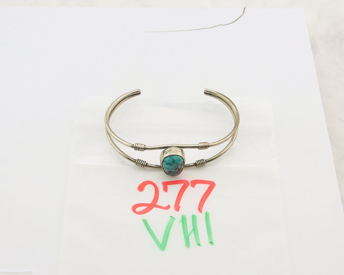 Navajo Cuff Bracelet Sterling Silver Blue Gem Turquoise Native American Artist