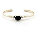 Navajo Cuff Bracelet Sterling Silver Natural Mined Black Onyx Native Artist