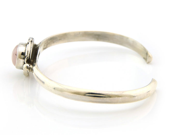 Navajo Cuff Bracelet Sterling Silver Natural Mined Pink Quartz Native Artist