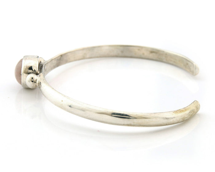 Navajo Cuff Bracelet Sterling Silver Natural Mined Pink Quartz Native Artist