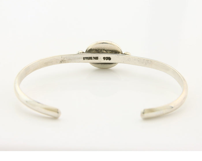 Navajo Cuff Bracelet Sterling Silver Natural Mined Pink Quartz Native Artist