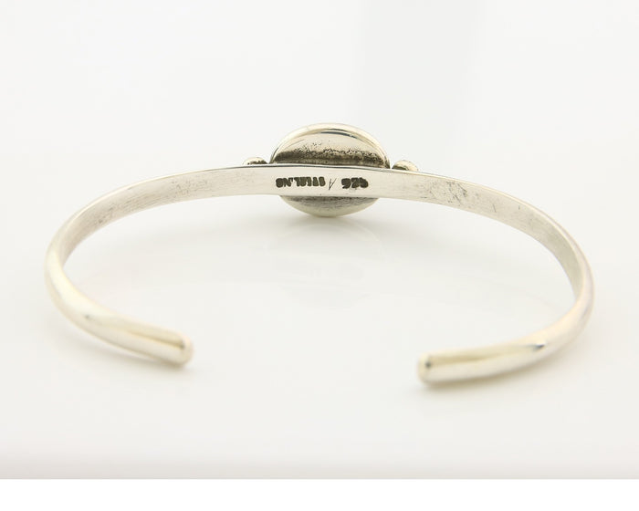 Navajo Cuff Bracelet Sterling Silver Natural Mined Pink Quartz Native Artst
