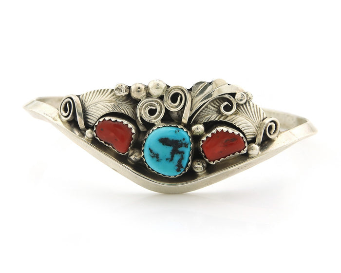 Navajo Cuff Bracelet Sterling Silver Natural Turquoise Signed Justin Morris
