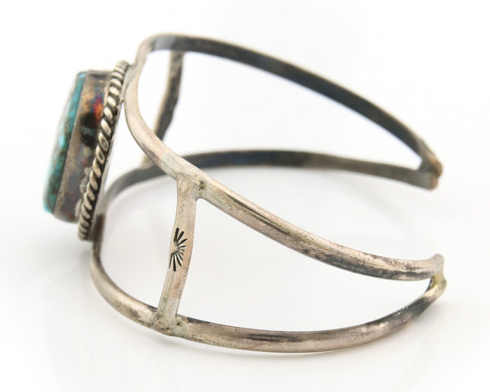 Navajo Cuff Bracelet Sterling Silver Turquoise Native American Artist