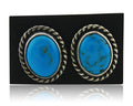 Navajo Cufflinks 925 Silver Native American Artist Natural Turquoise C.80's