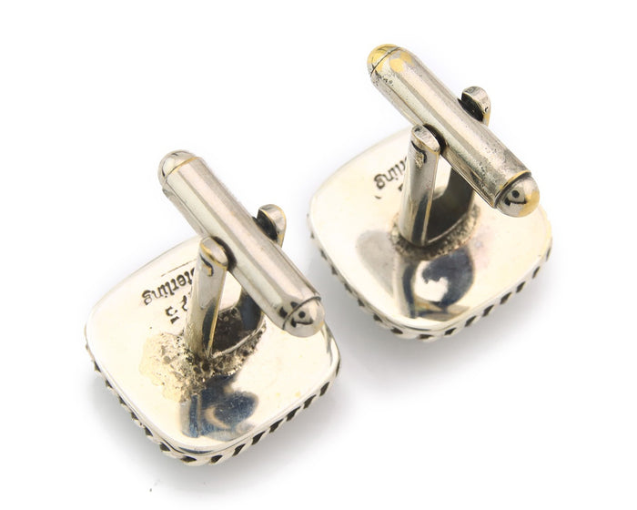 Navajo Cufflinks 925 Silver Native American Artist Natural Turquoise C.80's