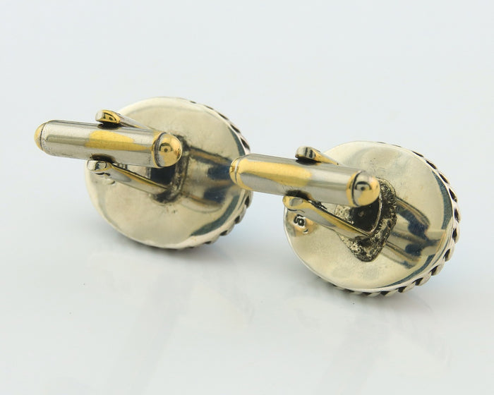 Navajo Cufflinks 925 Silver Native American Artist Natural Turquoise C.80's