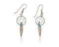 Navajo Dangle Dream Catcher Earrings 925 Silver Blue Turquoise Native Artist C80
