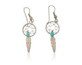 Navajo Dangle Dream Catcher Earrings 925 Silver Blue Turquoise Native Artist C80
