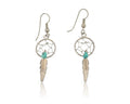 Navajo Dangle Dream Catcher Earrings 925 Silver Blue Turquoise Native Artist C80