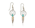 Navajo Dangle Dream Catcher Earrings 925 Silver Blue Turquoise Native Artist C80