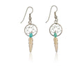 Navajo Dangle Dream Catcher Earrings 925 Silver Blue Turquoise Native Artist C80