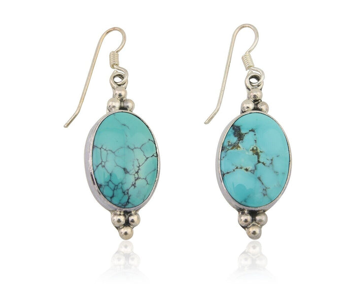 Navajo Dangle Earrings 925 Natural Turquoise Native Inca Mfg C.80's