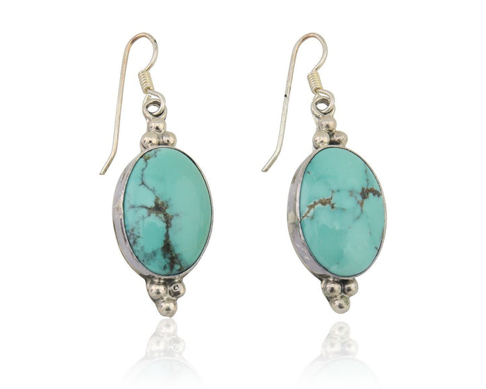 Navajo Dangle Earrings 925 Natural Turquoise Native Inca Mfg C.80's