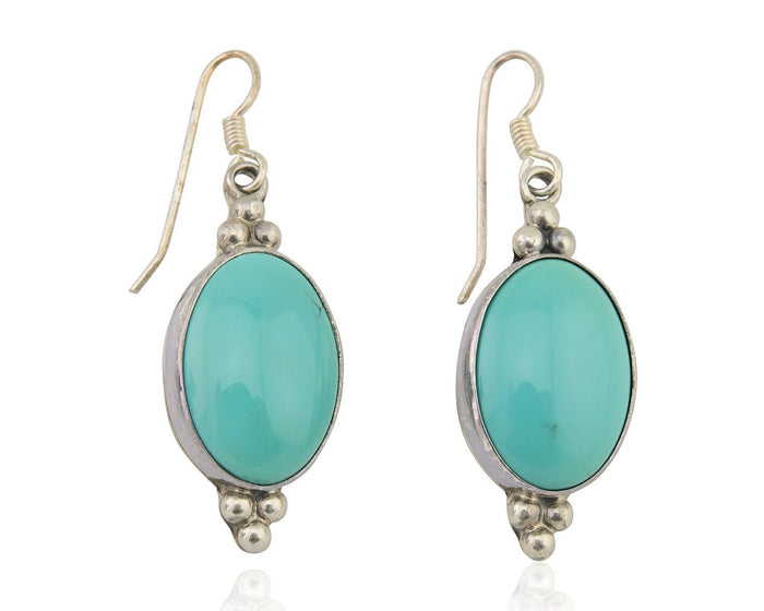 Navajo Dangle Earrings 925 Natural Turquoise Native Inca Mfg C.80's