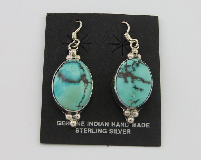Navajo Dangle Earrings 925 Natural Turquoise Native Inca Mfg C.80's