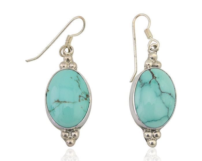 Navajo Dangle Earrings 925 Natural Turquoise Native Inca Mfg C.80's